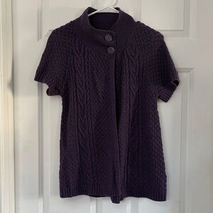 Women's Purple Cable Knit Cardigan